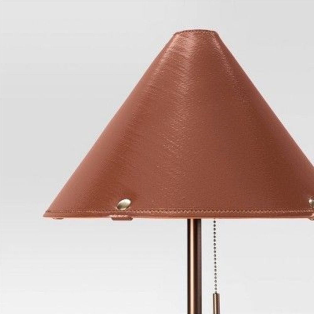 NEW! Threshold - Floor Lamp with Brown Leather Shade, Oil Rubbed, 60” - Picture 5 of 5
